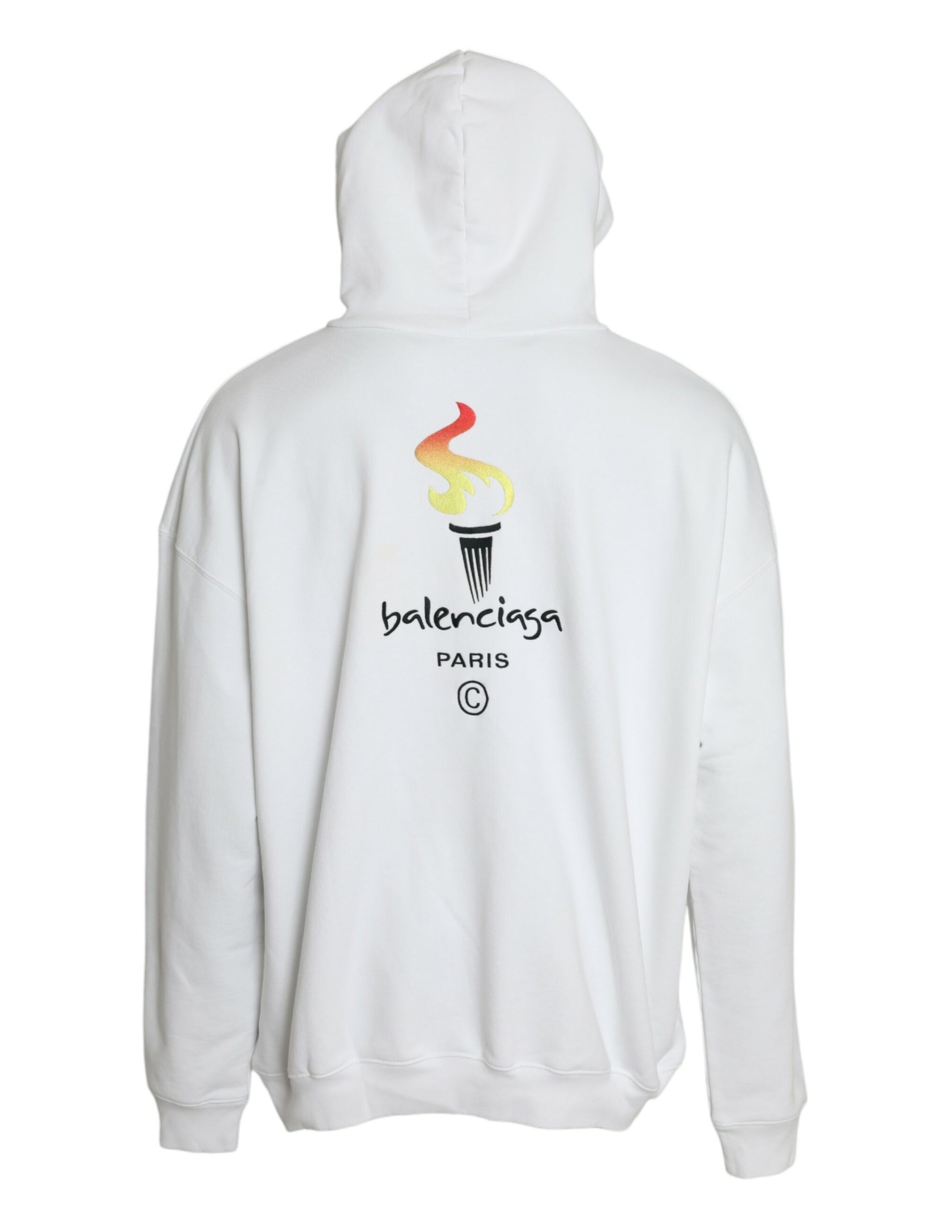 Balenciaga White Cotton Logo Hooded Pullover Sweatshirt Sweater $1728.00 Balenciaga Luzworld