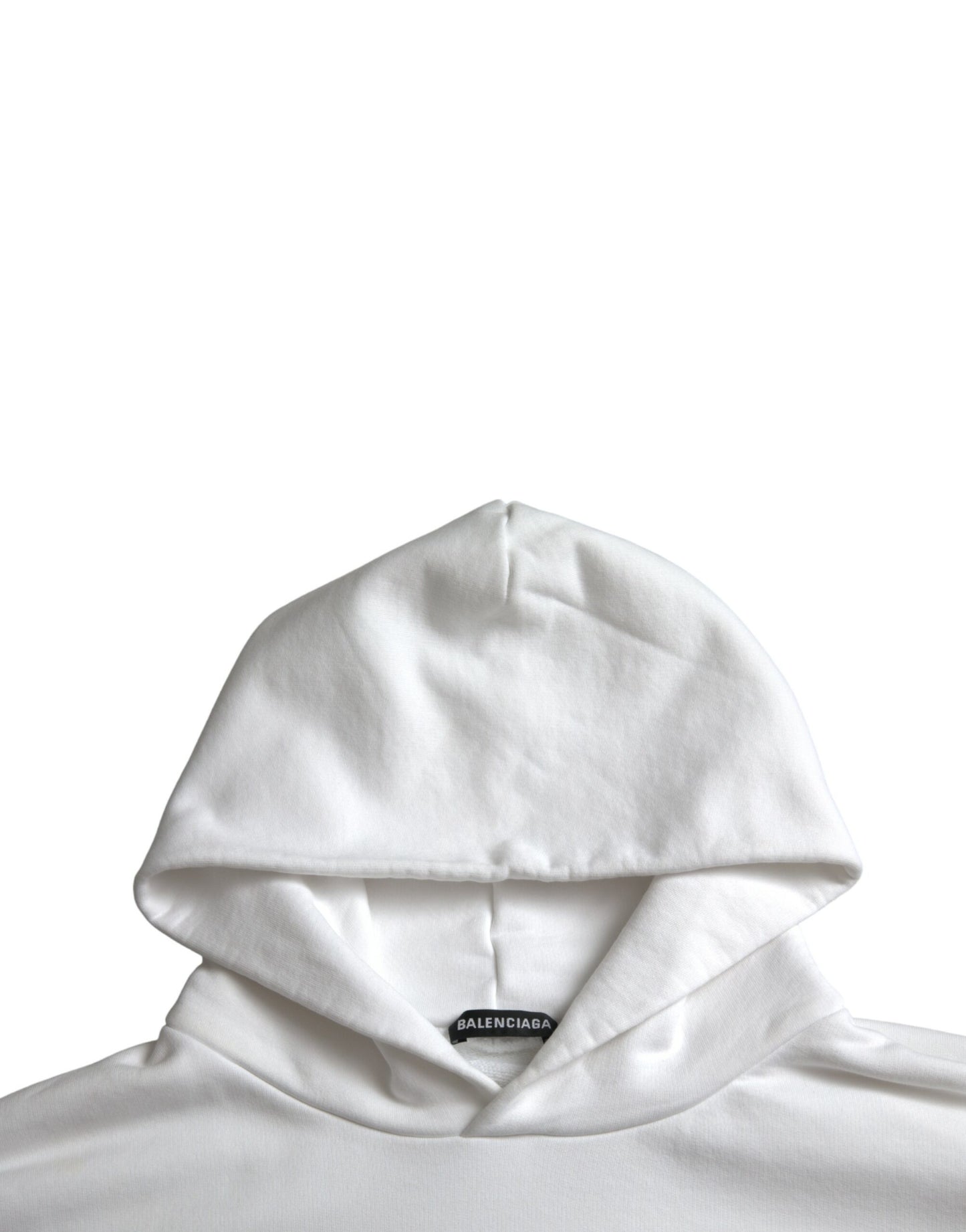 Balenciaga White Cotton Logo Hooded Pullover Sweatshirt Sweater $1728.00 Balenciaga Luzworld