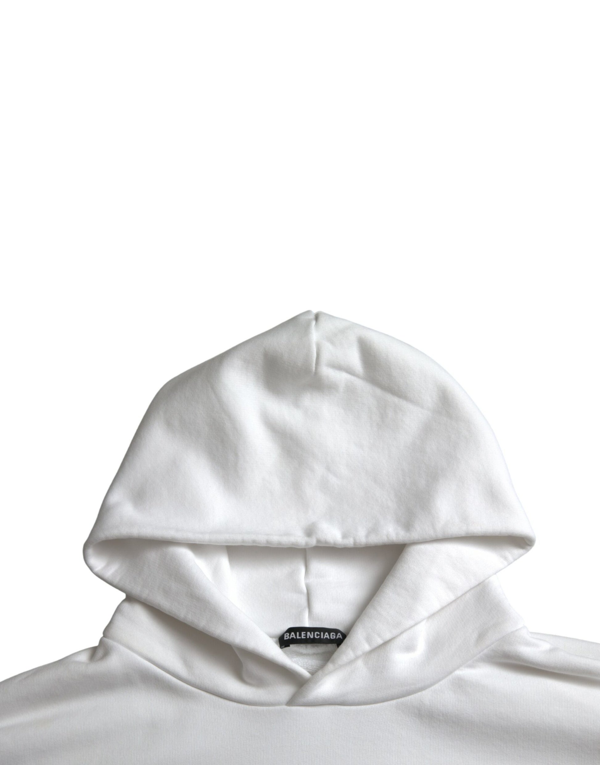 Balenciaga White Cotton Logo Hooded Pullover Sweatshirt Sweater $1728.00 Balenciaga Luzworld