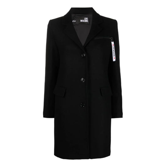 Love Moschino Black Wool Women Coat $868.00 Love Moschino Luzworld