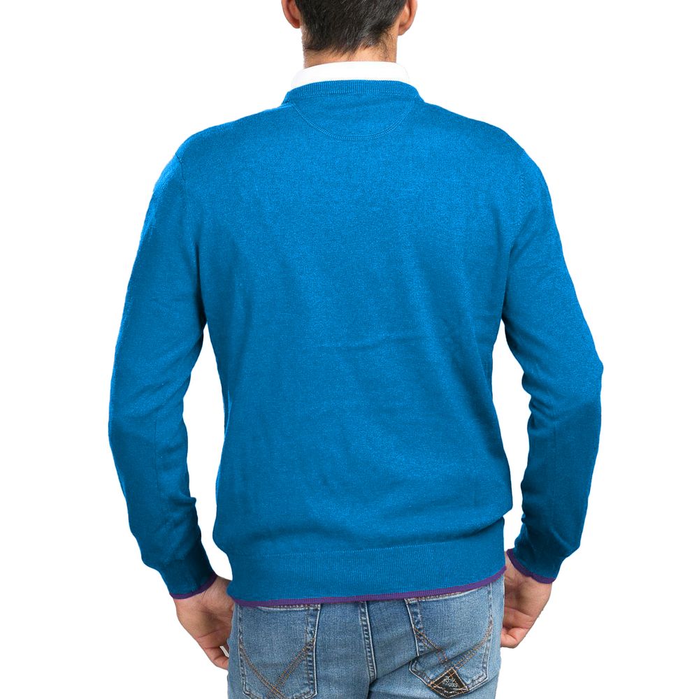 La Martina Blue Cotton Men Sweater $232.00 La Martina Luzworld