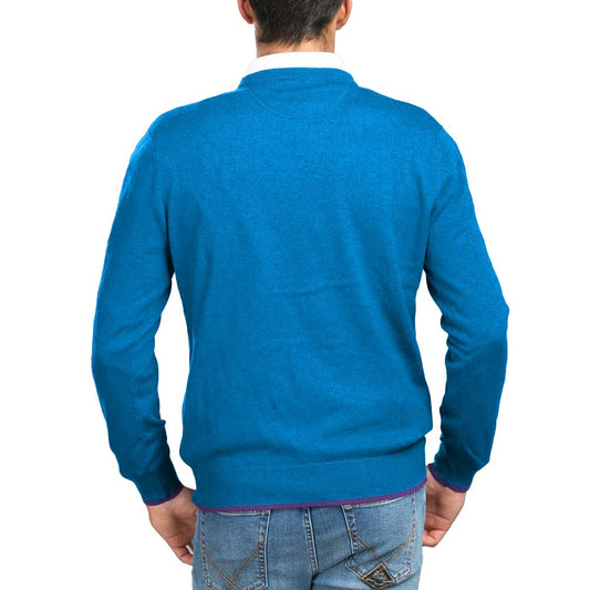 La Martina Blue Cotton Men Sweater $232.00 La Martina Luzworld