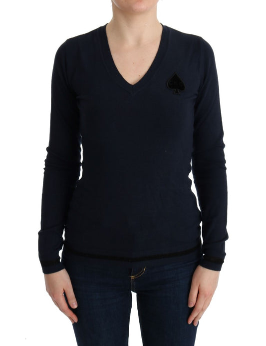 Costume National Blue V-neck Viscose Sweater $537.00 Costume National Luzworld