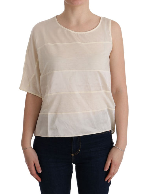Costume National Beige Asymmetric Top Blouse $473.00 Costume National Luzworld