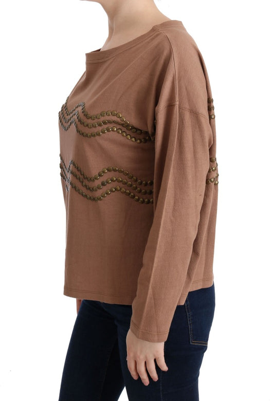 John Galliano Brown Cotton Studded Sweater $262.00 John Galliano Luzworld