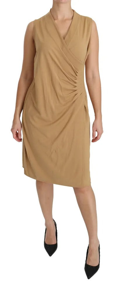 Ralph Lauren Brown V-neck Shift Knee Length Viscose Dress $793.00 Ralph Lauren Luzworld