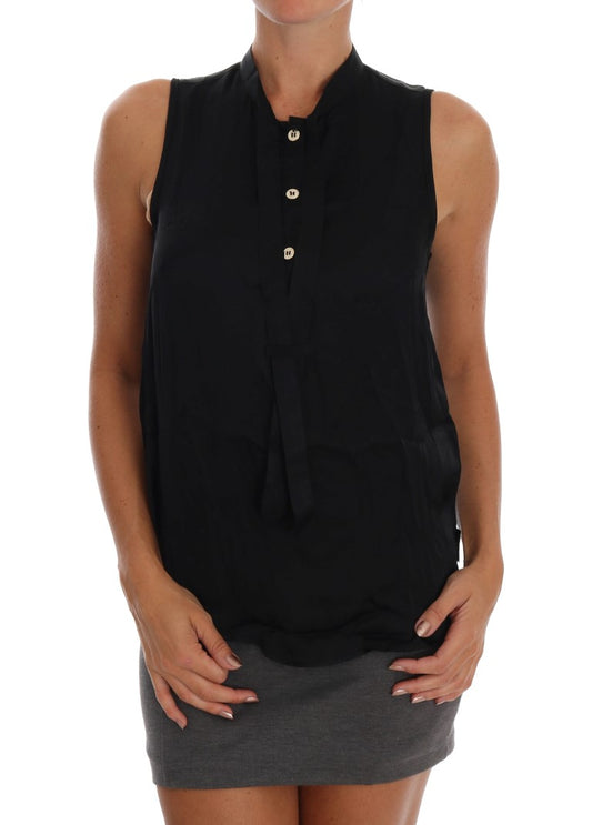 Versace Jeans Chic Sleeveless Black Shirt Blouse $321.00 Versace Jeans Luzworld