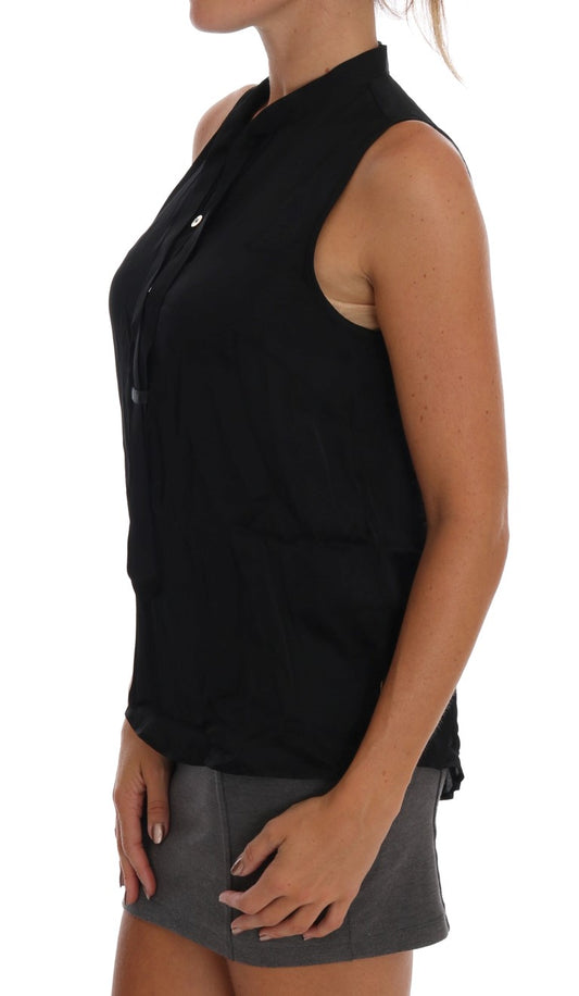 Versace Jeans Chic Sleeveless Black Shirt Blouse $321.00 Versace Jeans Luzworld