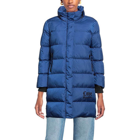 Love Moschino Chic Long Down Jacket with Logo Detail $868.00 Love Moschino Luzworld