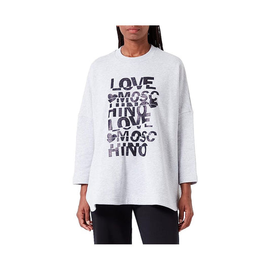 Love Moschino Gray Cotton Women's Oversized Sweatshirt $330.00 Love Moschino Luzworld