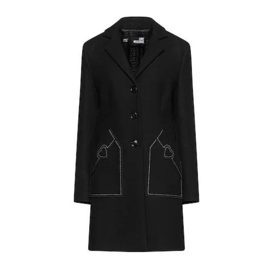 Love Moschino Black Wool Women Coat $950.00 Love Moschino Luzworld