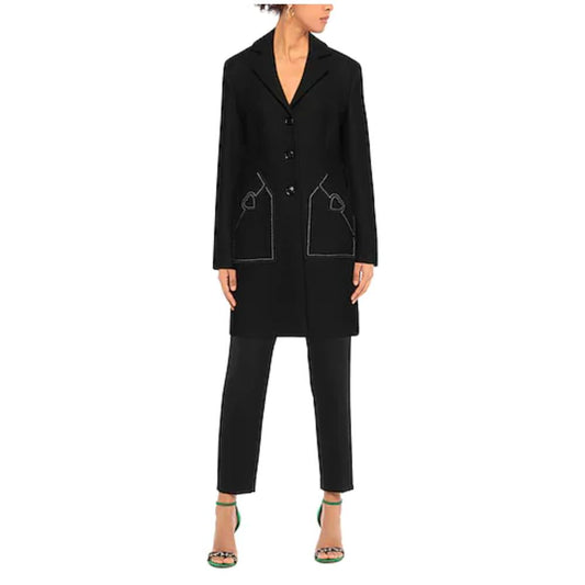 Love Moschino Black Wool Women Coat $950.00 Love Moschino Luzworld
