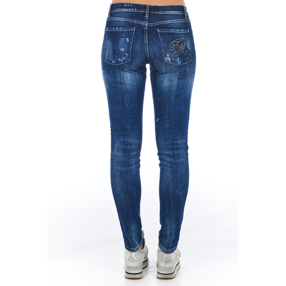 Frankie Morello Blue Cotton Women Jeans $554.00 Frankie Morello Luzworld