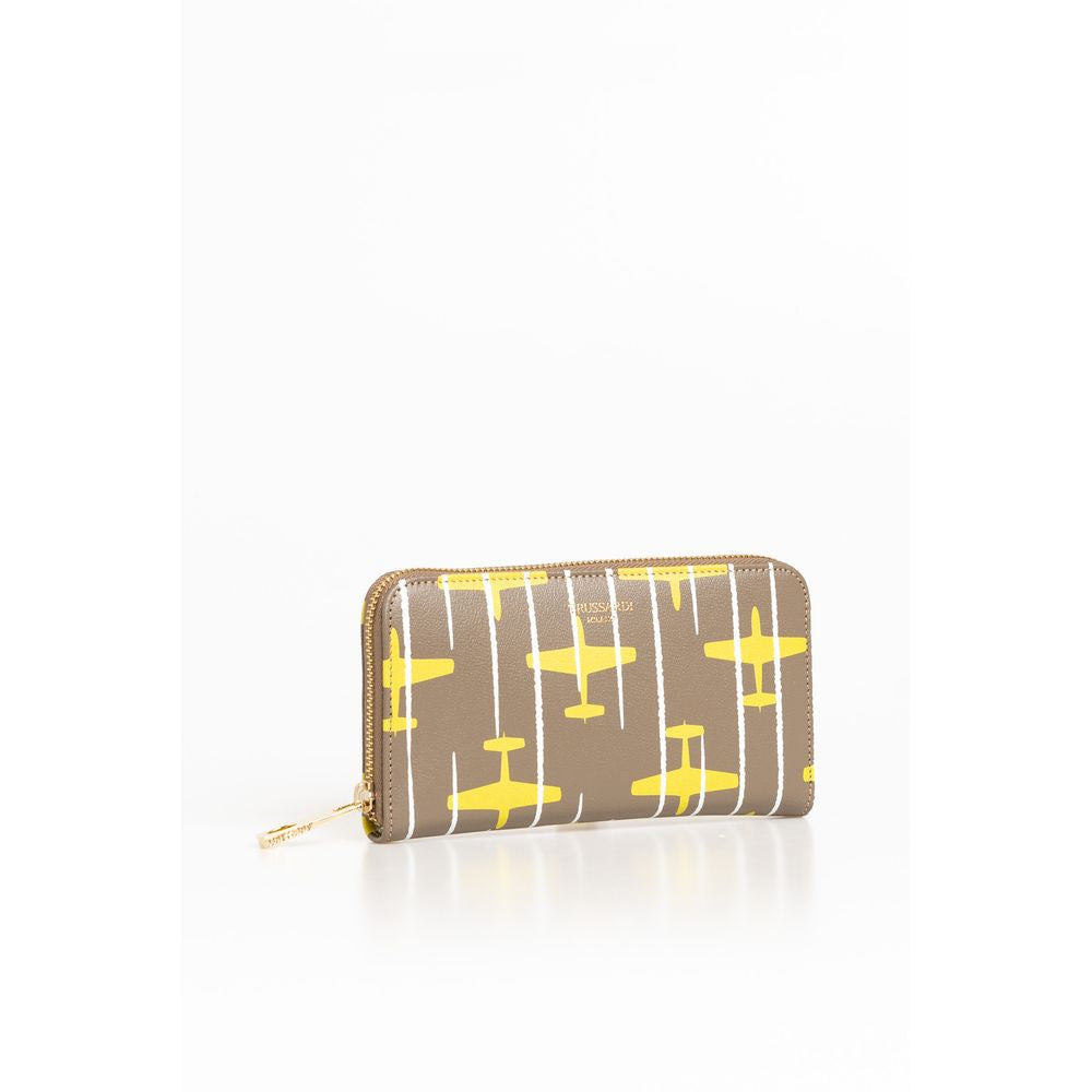 Trussardi Beige Leather Women Wallet $522.00 Trussardi Luzworld