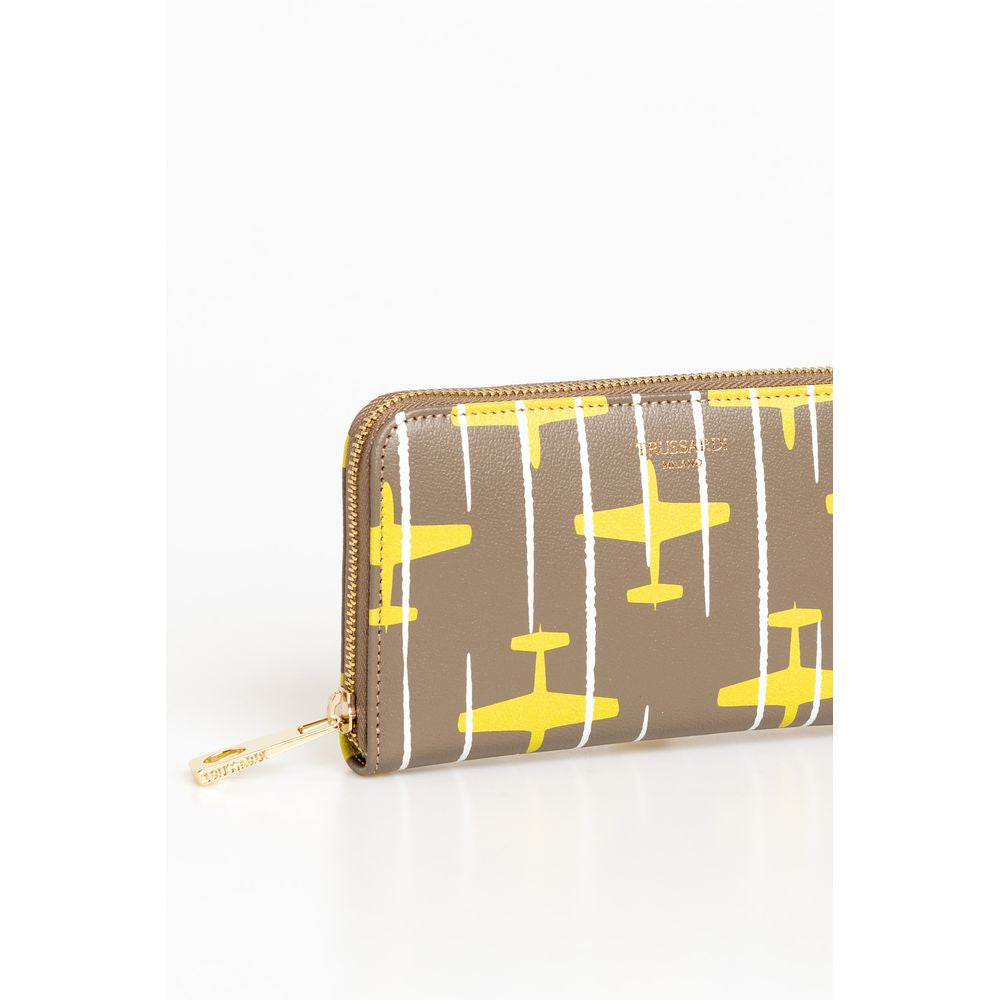 Trussardi Beige Leather Women Wallet $522.00 Trussardi Luzworld