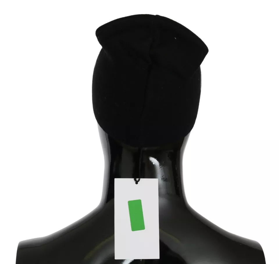 Costume National Black Wool Blend Branded Beanie Hat $216.00 Costume National Luzworld