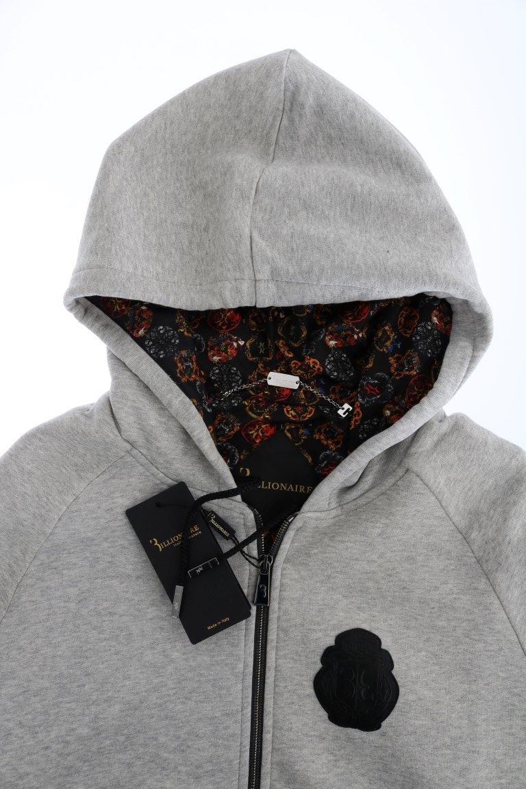 Billionaire Italian Couture Gray Cotton Hooded Sweatsuit $2027.00 Billionaire Italian Couture Luzworld