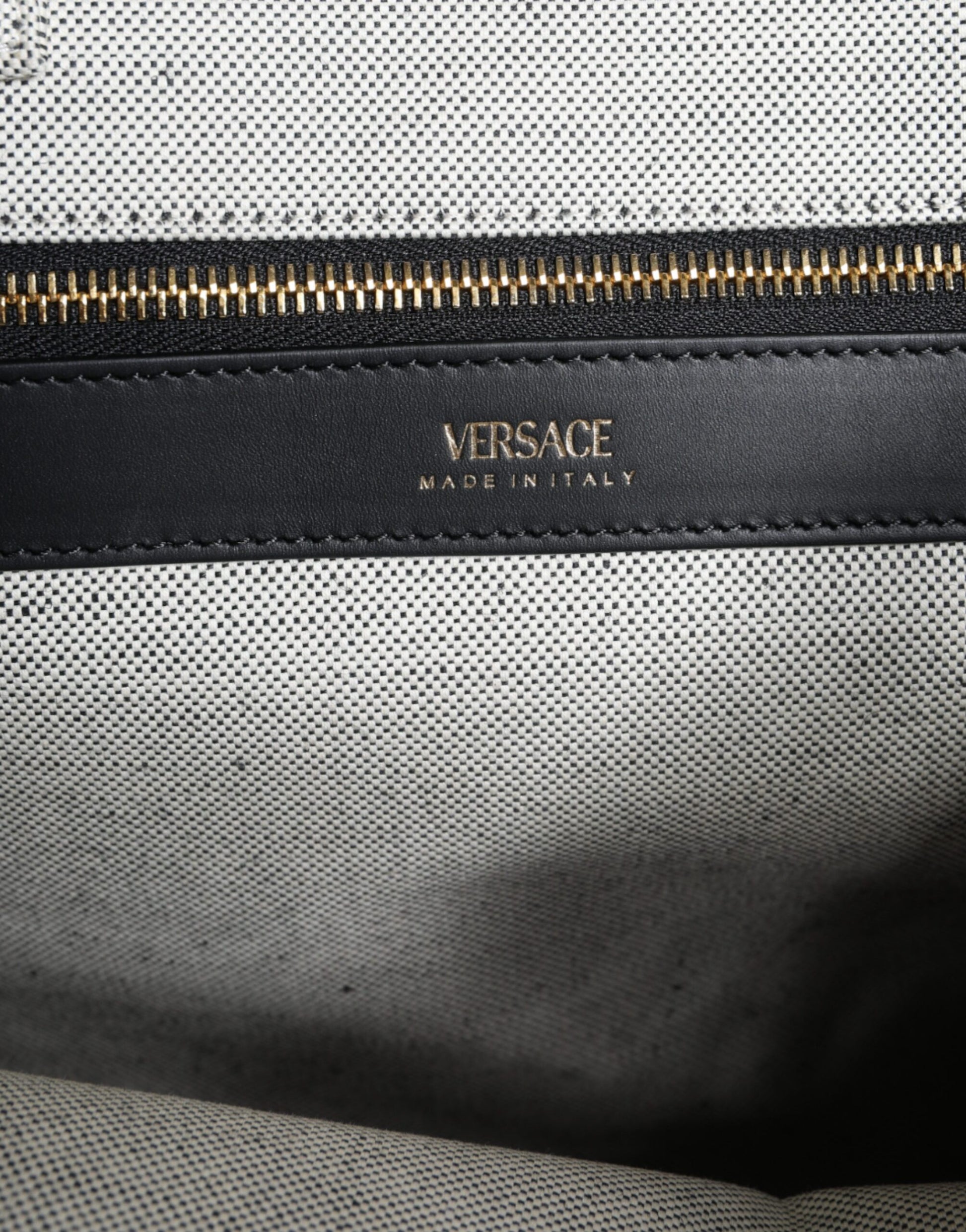 Versace White Top Handle Canvas Leather Logo Crossbody Tote Bag $2692.00 Versace Luzworld
