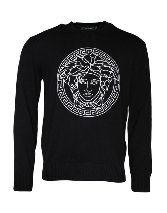 Versace Black Medusa Embroidery Crew Neck Pullover Sweater $1874.00 Versace Luzworld