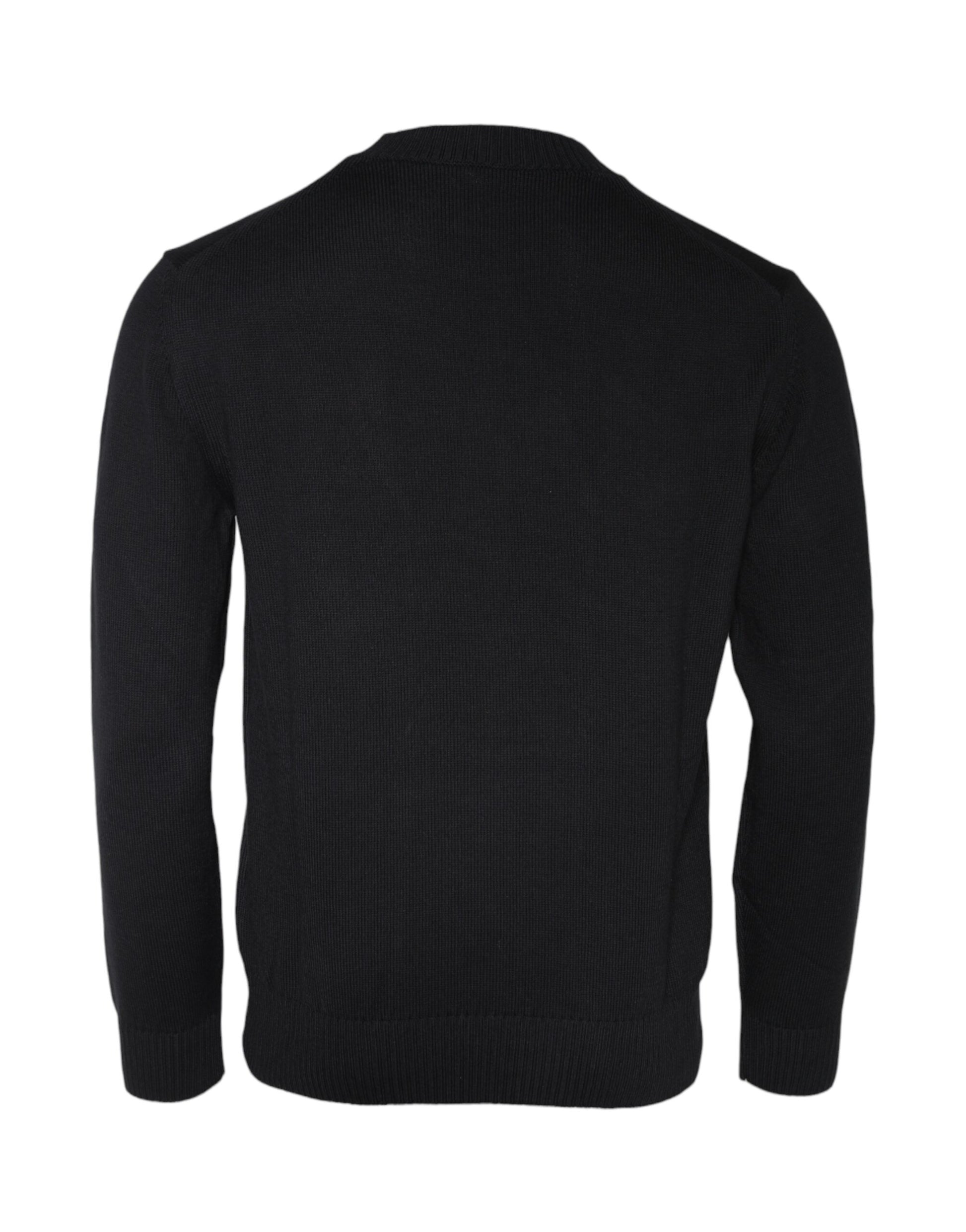 Versace Black Medusa Embroidery Crew Neck Pullover Sweater $1874.00 Versace Luzworld