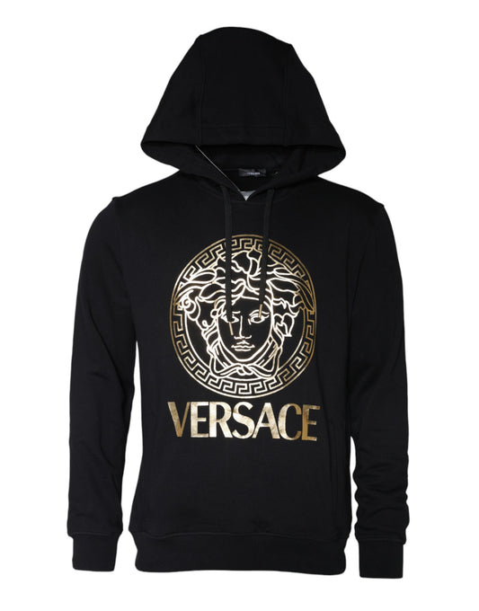 Versace Black Medusa Print Cotton HoodiePullover Sweatshirt Sweater $2014.00 Versace Luzworld