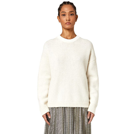 Alpha Studio White Recycled Wool Women Sweater $548.00 Alpha Studio Luzworld