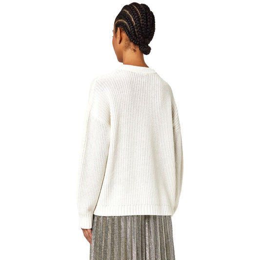 Alpha Studio White Recycled Wool Women Sweater $548.00 Alpha Studio Luzworld