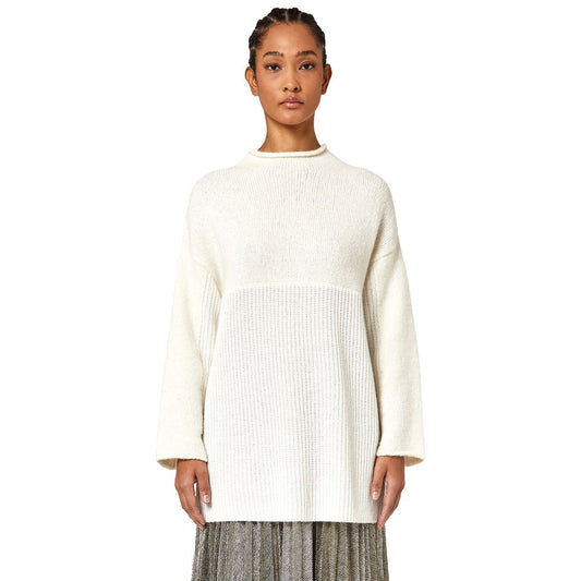 Alpha Studio White Recycled Wool Women Sweater $587.00 Alpha Studio Luzworld