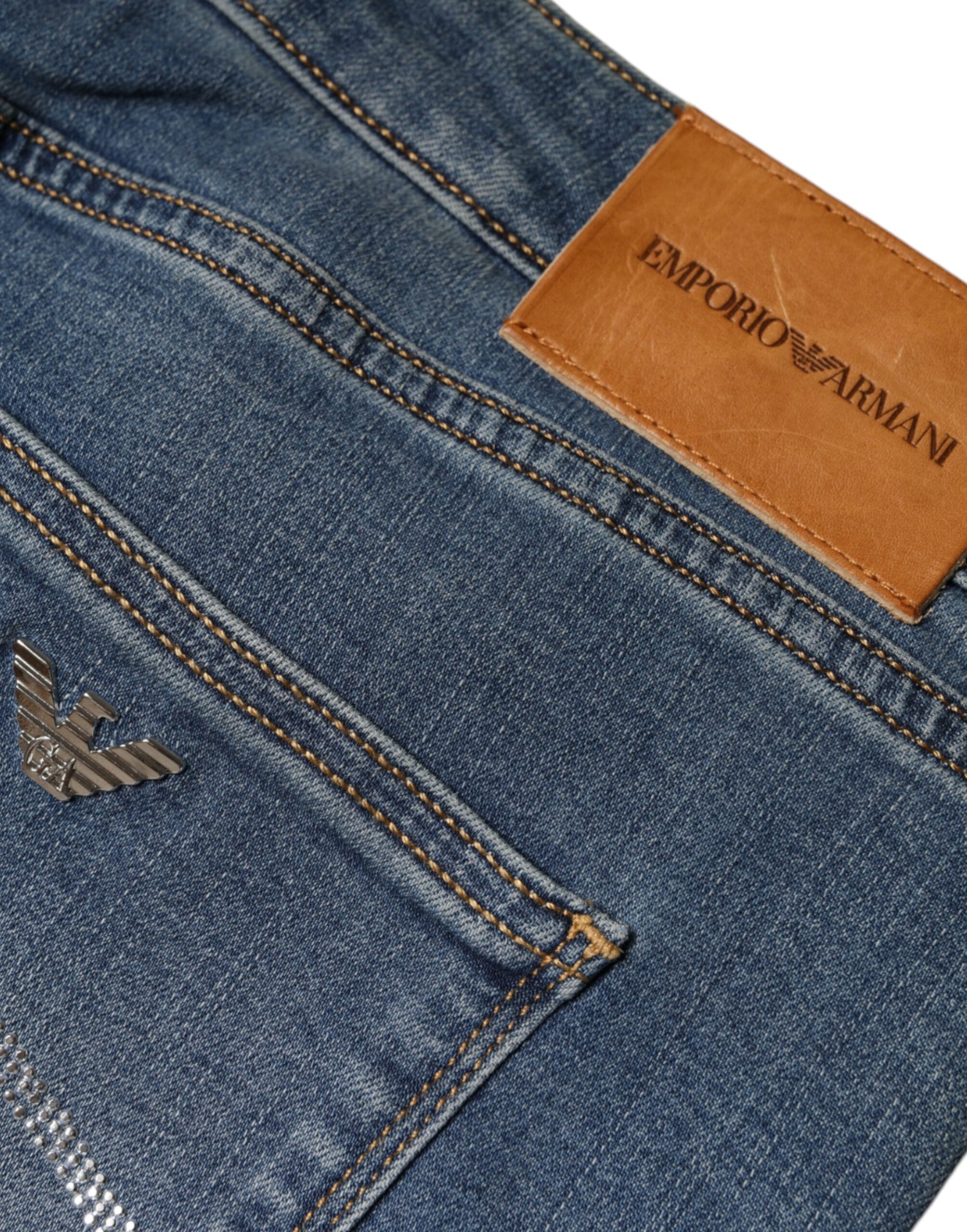 Emporio Armani Blue Washed High Waisted Skinny Women Denim Jeans $467.00 Emporio Armani Luzworld