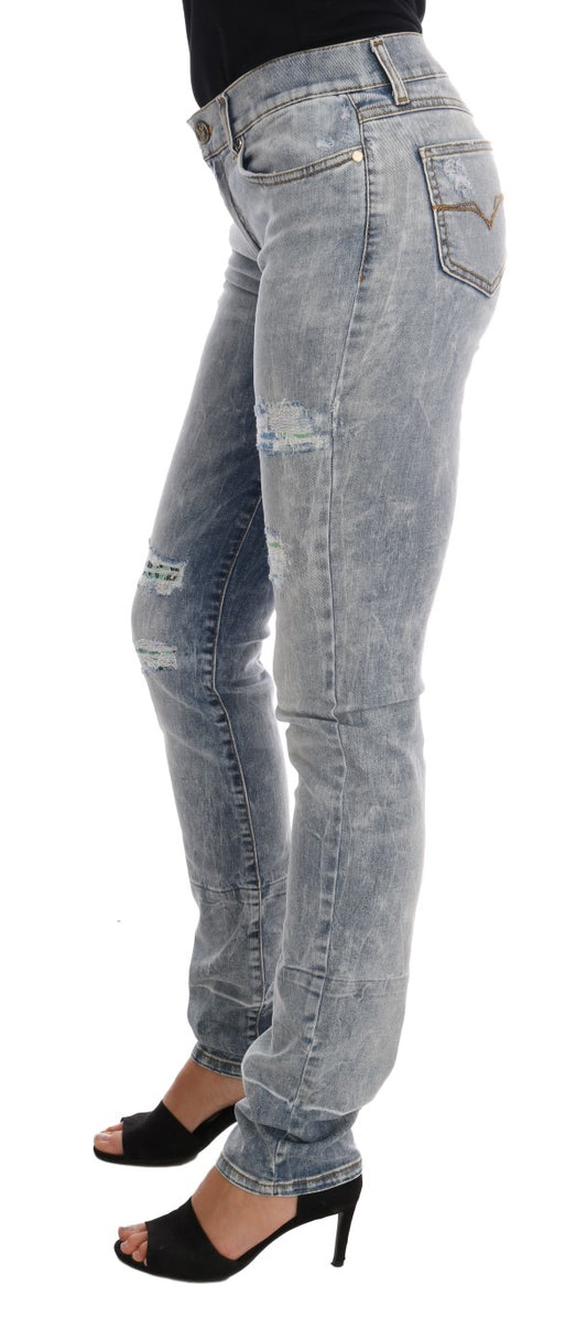 Versace Jeans Chic Light Blue Torn Slim Fit Jeans $458.00 Versace Jeans Luzworld