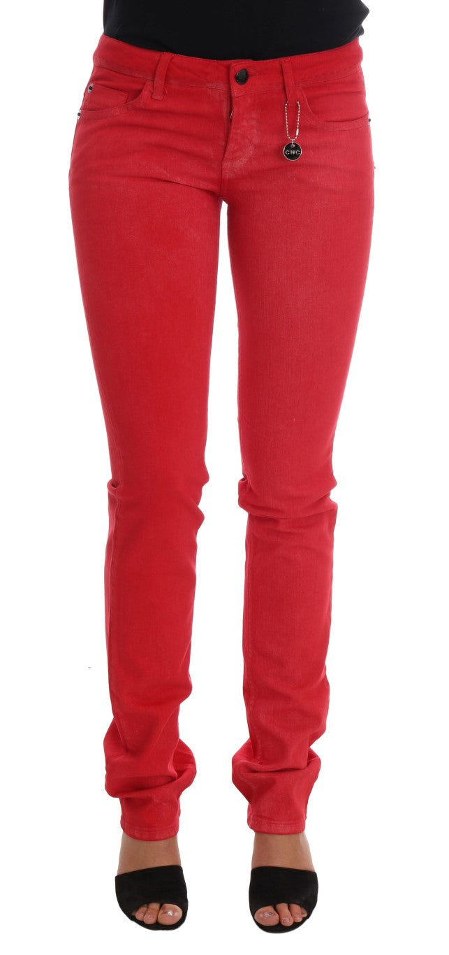 Costume National Red Cotton Stretch Slim Jeans $537.00 Costume National Luzworld