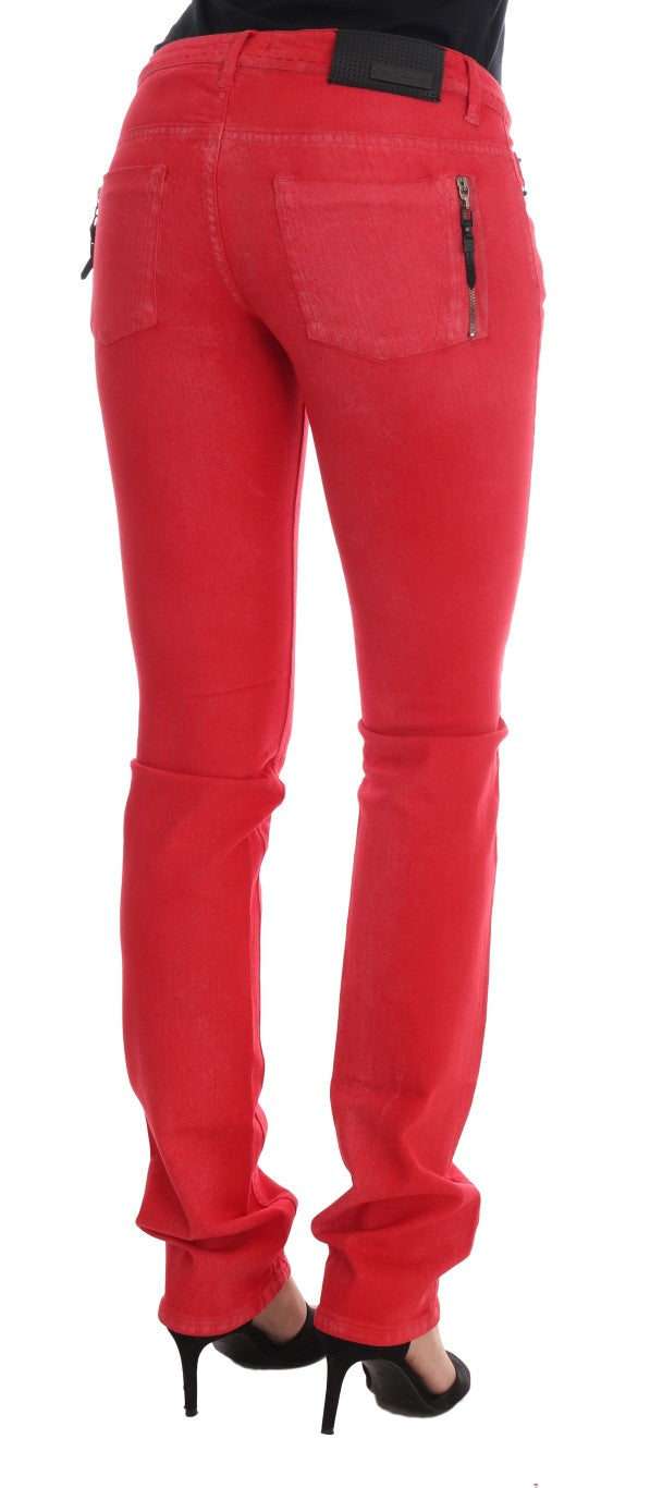 Costume National Red Cotton Stretch Slim Jeans $537.00 Costume National Luzworld