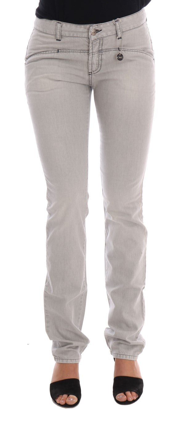 Costume National Gray Wash Cotton Slim Jeans $537.00 Costume National Luzworld