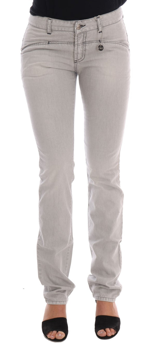 Costume National Gray Wash Cotton Slim Jeans $537.00 Costume National Luzworld