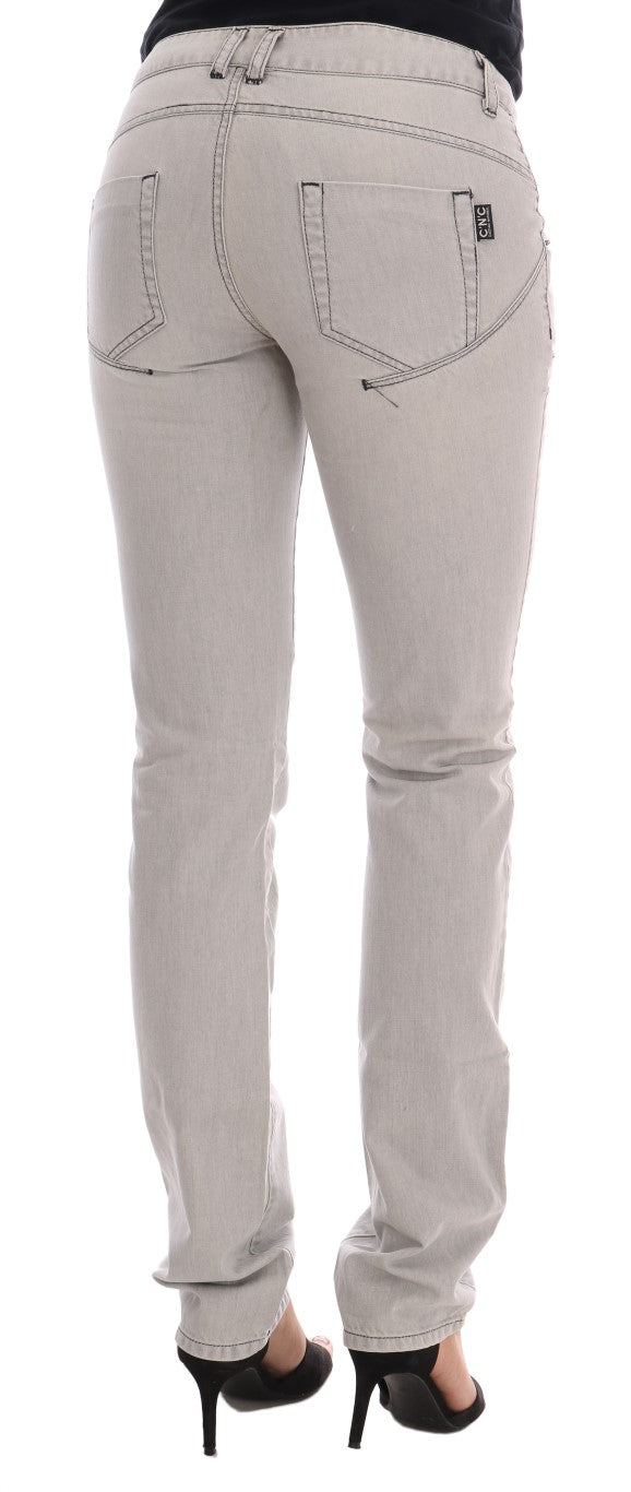 Costume National Gray Wash Cotton Slim Jeans $537.00 Costume National Luzworld