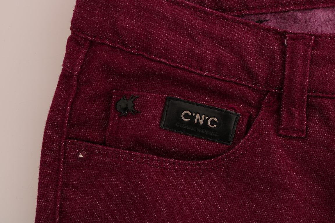 Costume National Red Wash Cotton Stretch Denim Jeans $537.00 Costume National Luzworld
