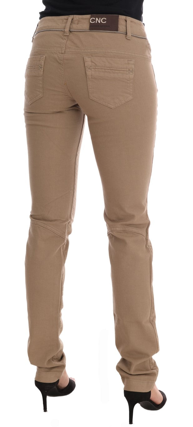 Costume National Beige Cotton Stretch Slim Fit Jeans $537.00 Costume National Luzworld