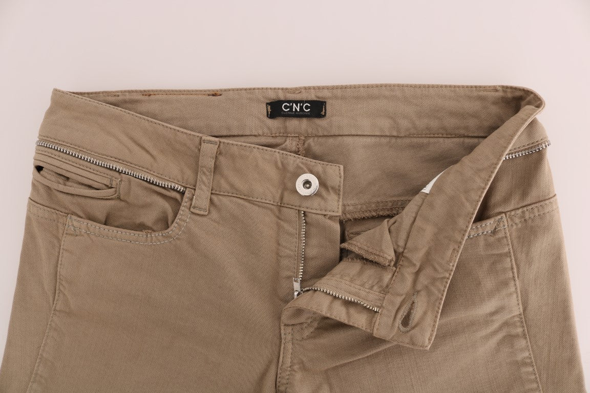 Costume National Beige Cotton Stretch Slim Fit Jeans $537.00 Costume National Luzworld