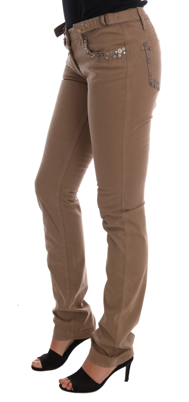 Costume National Beige Cotton Stretch Slim Fit Jeans $537.00 Costume National Luzworld