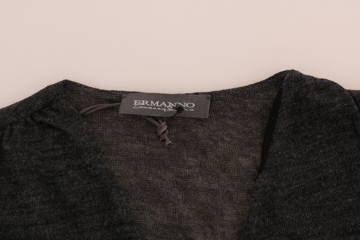 Ermanno Scervino Gray Wool Lace Top Long Sleeved T-shirt $584.00 Ermanno Scervino Luzworld