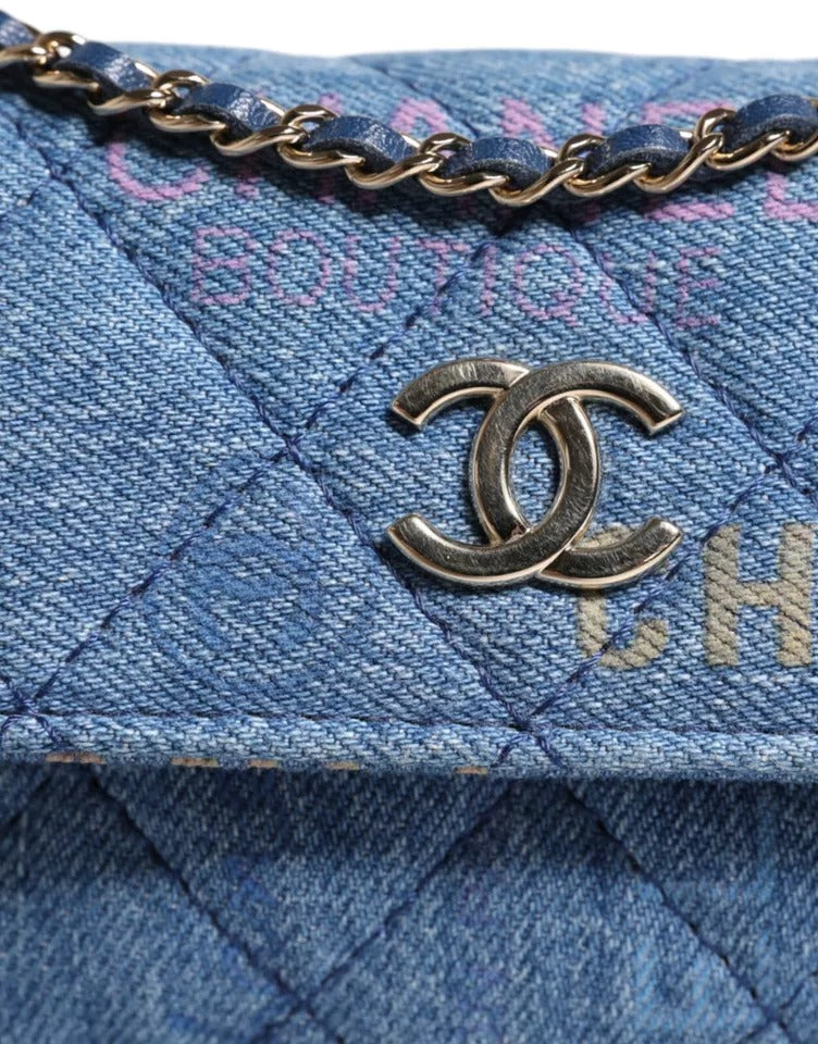 Chanel Denim Mood Flap Micro Logo Printed Fringed Shoulder Bag $8376.00 Chanel Luzworld