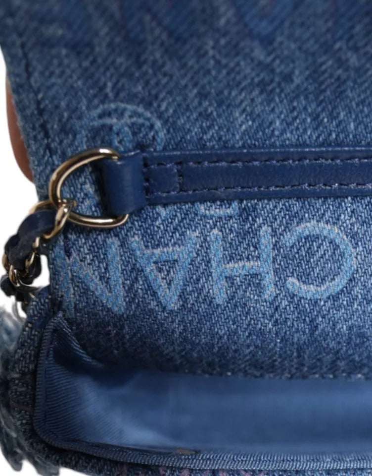 Chanel Denim Mood Flap Micro Logo Printed Fringed Shoulder Bag $8376.00 Chanel Luzworld