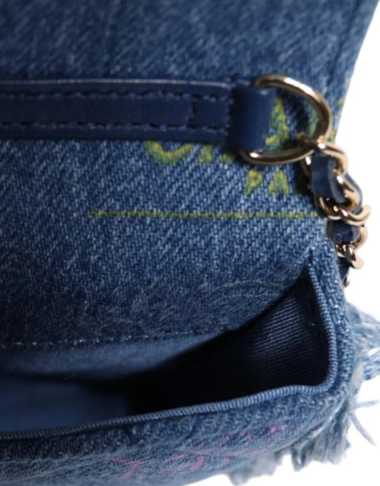 Chanel Denim Mood Flap Micro Logo Printed Fringed Shoulder Bag $8376.00 Chanel Luzworld