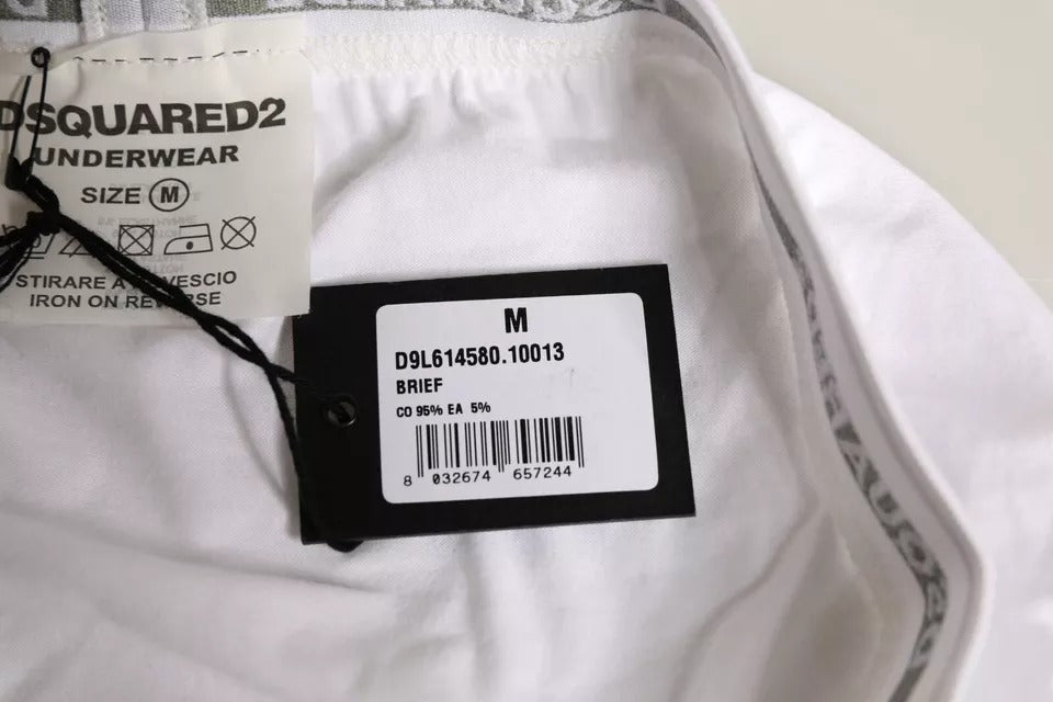 Dsquared² White Cotton Stretch Women Mid Waist Panty Underwear $208.00 Dsquared² Luzworld