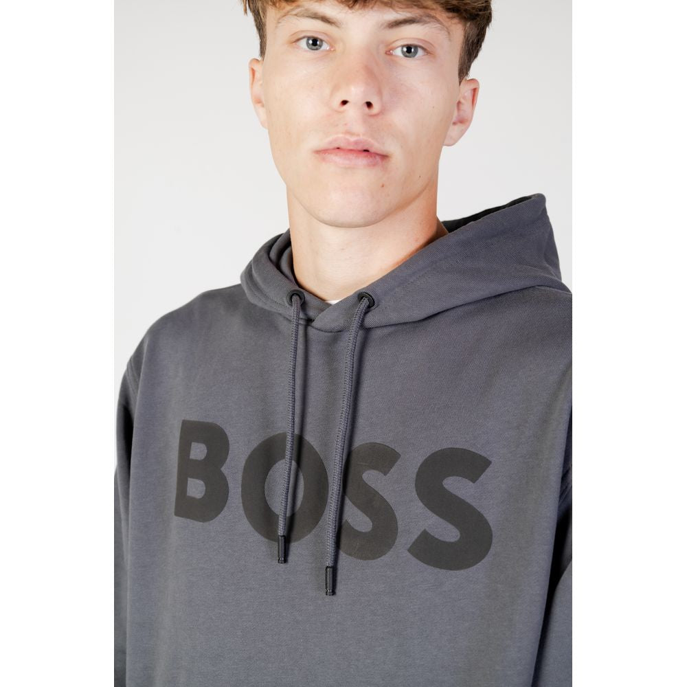 Hugo Boss Gray Cotton Hoody $264.00 Hugo Boss Luzworld