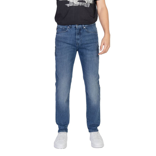 Hugo Boss Blue Cotton Relaxed Fit Jean
