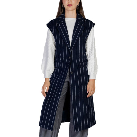 ICHI Blue Polyester Sleveless Jacket $222.00 ICHI Luzworld