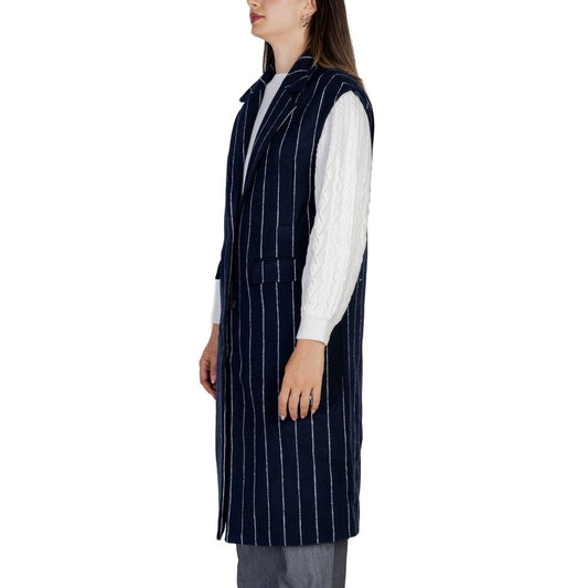 ICHI Blue Polyester Sleveless Jacket $222.00 ICHI Luzworld
