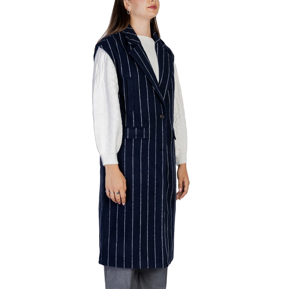 ICHI Blue Polyester Sleveless Jacket $222.00 ICHI Luzworld