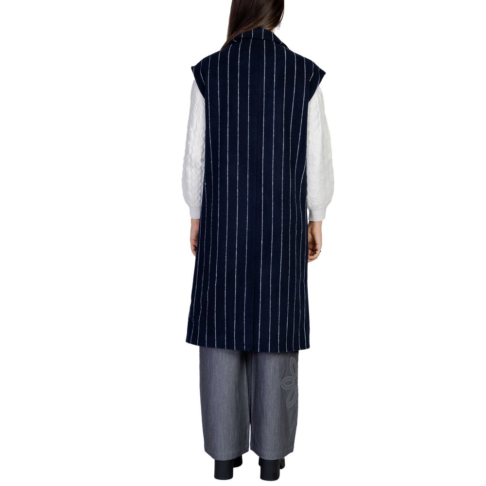 ICHI Blue Polyester Sleveless Jacket $222.00 ICHI Luzworld